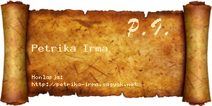 Petrika Irma névjegykártya