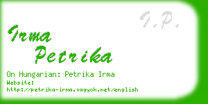 irma petrika business card